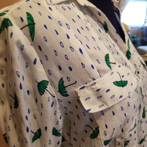 Anthropologie Maeve Long Sleeve Umbrella Raindrop Top - Picture 6 of 13